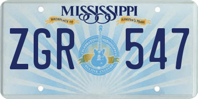 MS license plate ZGR547