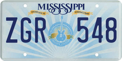 MS license plate ZGR548