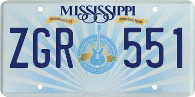 MS license plate ZGR551
