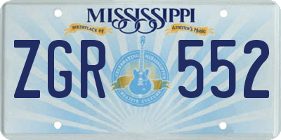 MS license plate ZGR552