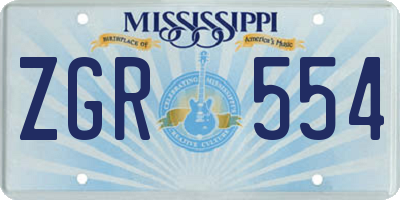 MS license plate ZGR554