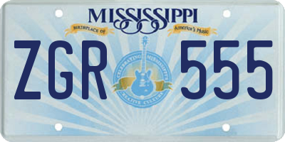 MS license plate ZGR555