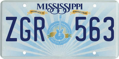 MS license plate ZGR563