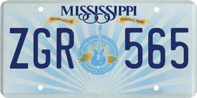 MS license plate ZGR565