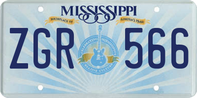 MS license plate ZGR566