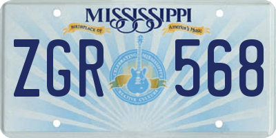 MS license plate ZGR568