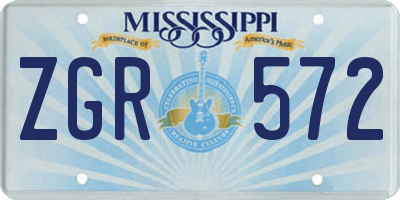 MS license plate ZGR572