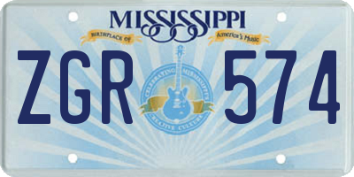 MS license plate ZGR574