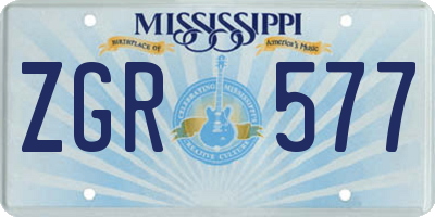 MS license plate ZGR577