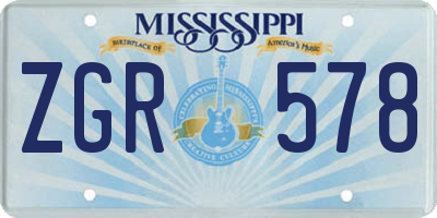 MS license plate ZGR578