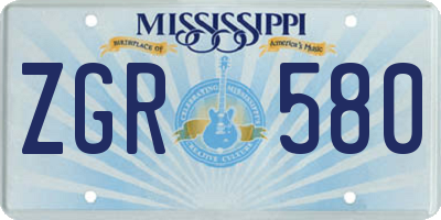 MS license plate ZGR580