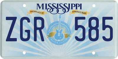 MS license plate ZGR585