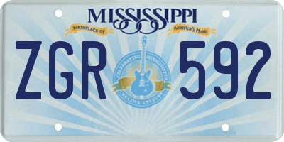 MS license plate ZGR592
