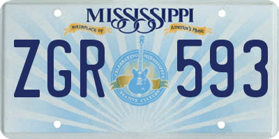 MS license plate ZGR593