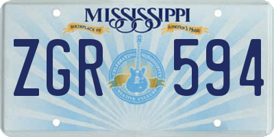MS license plate ZGR594