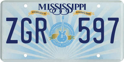 MS license plate ZGR597