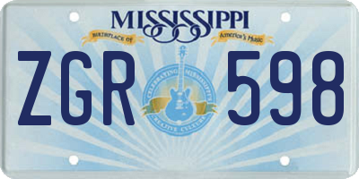 MS license plate ZGR598