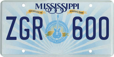 MS license plate ZGR600