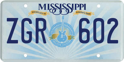 MS license plate ZGR602
