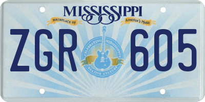 MS license plate ZGR605