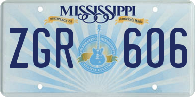 MS license plate ZGR606