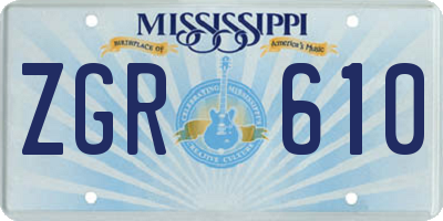 MS license plate ZGR610
