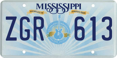MS license plate ZGR613