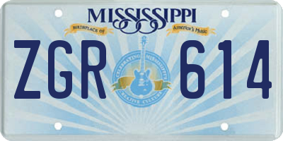 MS license plate ZGR614