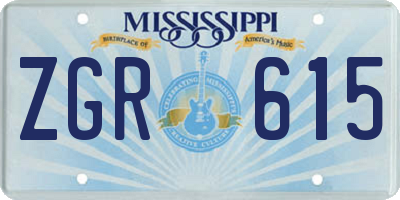 MS license plate ZGR615
