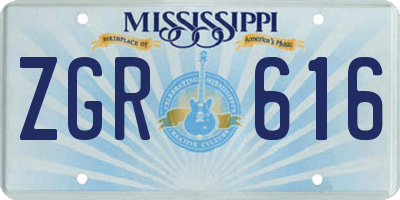 MS license plate ZGR616