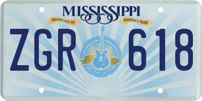MS license plate ZGR618