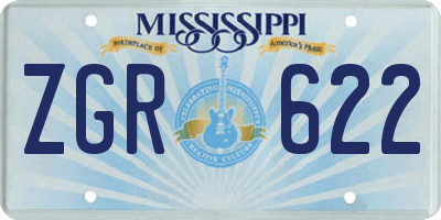 MS license plate ZGR622