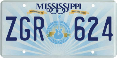 MS license plate ZGR624