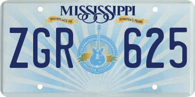 MS license plate ZGR625