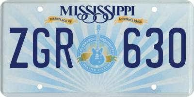 MS license plate ZGR630
