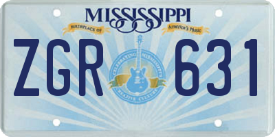 MS license plate ZGR631