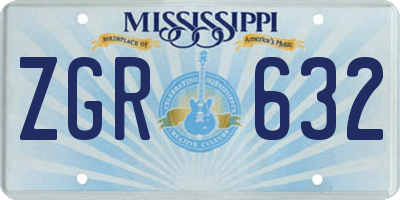 MS license plate ZGR632