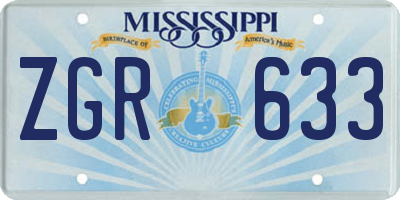 MS license plate ZGR633