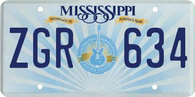 MS license plate ZGR634