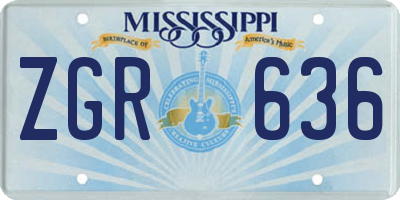 MS license plate ZGR636