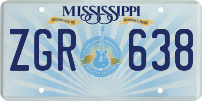 MS license plate ZGR638