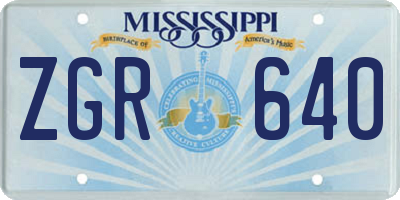 MS license plate ZGR640