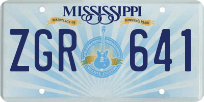 MS license plate ZGR641