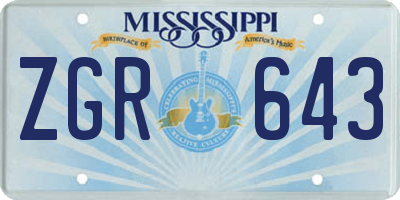 MS license plate ZGR643
