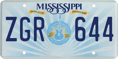 MS license plate ZGR644