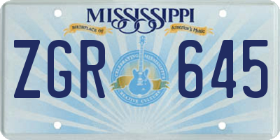 MS license plate ZGR645