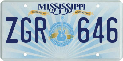 MS license plate ZGR646