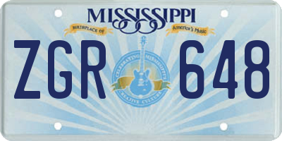MS license plate ZGR648