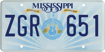 MS license plate ZGR651