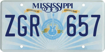 MS license plate ZGR657
